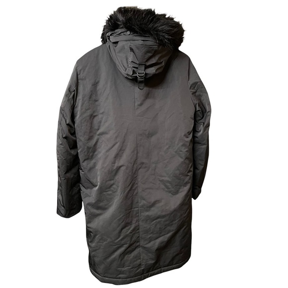 Zara Man Black Faux Fur Hooded Zipper Front Windbreaker Coat Size M - Picture 7 of 11